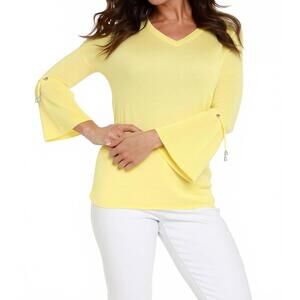NEW ANGEL APPAREL v-neck bell sleeve tunic top in yellow